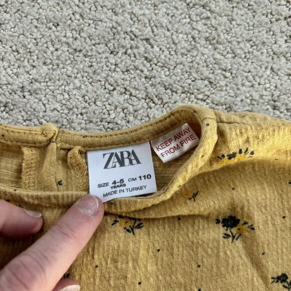 Zara Neutral Micro Floral Tiered Yellow Dress - Picture 2 of 4